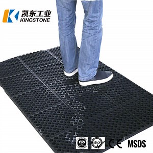 Good Quality Large Dimpled Drainage Grease Proof Resistant Rubber Mat Black with Holes Heavy Duty 3/4"