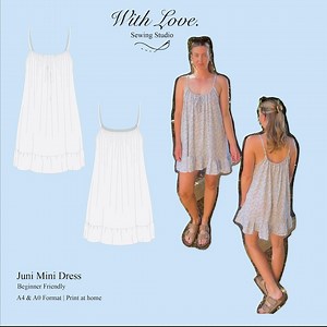 Juni Mini Dress Sewing Pattern | UK Sizes 6–24 | Gathered Neckline, Frill Hem, Summer Dress PDF | With Love Studios - Etsy Canada