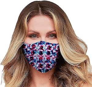 Washable Face Mask with Adjustable Ear Loops & Nose Wire - 3 Layers, 100% Cotton Inner Layer - Cloth Reusable Face Protection with Filter Pocket - Made in USA (Spot Galaxy)