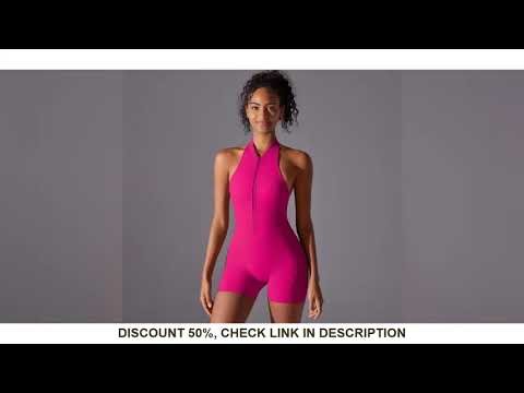 Solid color high-intensity nude tight fitting sports back jumpsuit yoga suit tight fitting running f