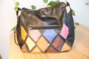 Faux Leather Handbag – Hand-sewn Patchwork Design | Revitalized, Reinvented. - Etsy