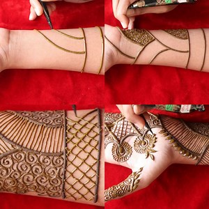 Lines full hand mehndi design bharma beautiful mehndi trick | Amisha Arts