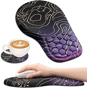 EYROZILL 2 in 1 Ergonomic Mouse Pad with Wrist Support, Wrist Pad Cushion for Mouse Massage Design, Mousepad for Carpal Tunnel Home Office (Purple), BGA05002B01731ELZ