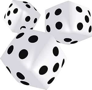6 Pieces Giant Inflatable Dice Set 12.6 Inch Jumbo Dice Toy Waterproof Pool Outdoor Fun Game Toys for Parties, Classroom Activities, Family Gatherings, Board Game Decoration (6, White)