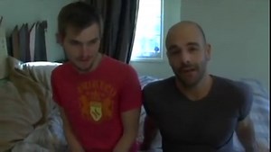 Bald Hunk Fucks Twink Bareback