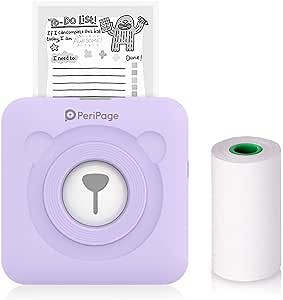 Yssen Peripage A6 Mini Printer Phone Printer Portable Sticker Printer Pocket Printer BT Photo Printer Compatible with iPhone Android, Instantly Print Photo Notes List Memo (Purple)