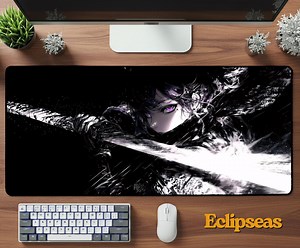 Anime Samurai Girl Deskmat | Dark Angel Gothic Mouse Pad | Japanese Art Desk Accessory | Large Neoprene Gaming Mat | Desk Gift - Etsy