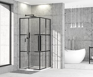 [Hot Item] Bathroom Slim Black Aluminum Profiles Shower Enclosure Square Shower Cabin Corner Mounted Shower Room 80X100X195cm