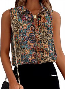 Zeagoo Womens Casual Sleeveless Button Down Shirts Office Blouses Loose V Neck Tank Tops for Spring Summer