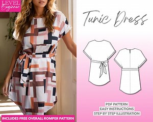Belted Tunic Dress Sewing Pattern (PDF Pattern) - Etsy Canada