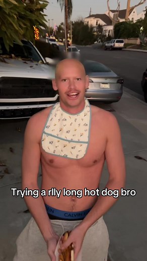 One Bite Challenge Mukbang with a really long hot dog