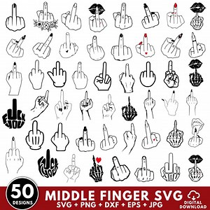 Mega Middle Finger Svg Bundle, Middle Finger Clipart, Middle Finger Cut File for Circut, Skeleton Middle Finger Svg, Finger Sign Svg,png,pdf - Etsy Canada