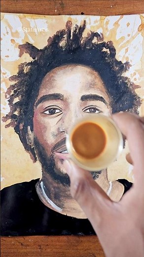 I Try to Draw Kendrick Lamar With Coffee ☕️ | Kendrick Lamar Drawing #art #shorts ‪@kendricklamar‬