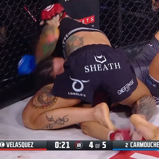25K views · 413 reactions | Your new flyweight champ is Liz Carmouche! Liz gets it done tonight with a hard-fought win at #Bellator278. | Bellator MMA | Facebook