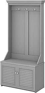 Bush Furniture Fairview Hall Tree with Shoe Storage Bench, Cape Cod Gray