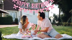 Pink Bow Party Supplies, Fufuddz Cute Happy Birthday Banner Glitter Sign with Hanging Swirl Decorations Coquette Decor for Girls Women Bridal Baby Shower Bachelorette 1st 16th 21st