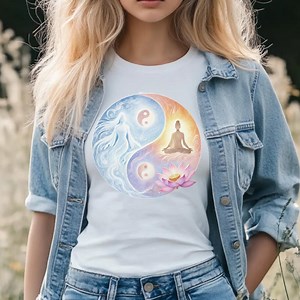 Floral Yin Yang Yoga T-shirt, Chakra Meditation Tee - Etsy