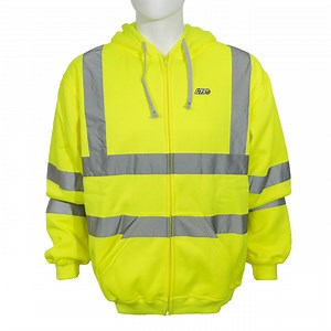 [Hot Item] High Visibility Outdoor Workwear Fluorescent Yellow Hi Vis Reflective Safety Hoodie Hi Vis Lightweight Sweatshirt