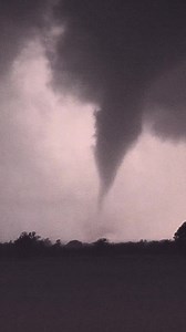 Eerie and ominous #tornado visible with only the very last bits of daylight on the western horizon filmed near Cole, #Oklahoma this spring. #weather | Tornado Titans - Weather and Storm Chasing