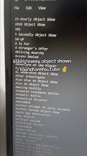 Complete List of Object Shows on YouTube (All Found)