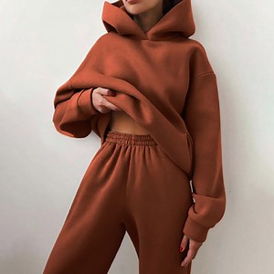 [Hot Item] Custom Winter Tracksuit Sweatshirts Solid Colored Womans Hoodies Hoodie Set Unisex