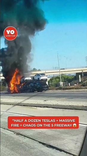Truck Loaded with Teslas Erupts in Flames on Highway!