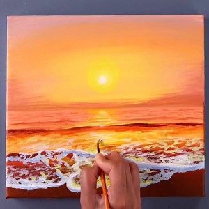 Sunset Beach Painting | Art Skills