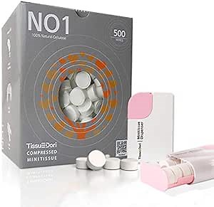 Coin Tissue 500pcs Pack incl. Dispenser 1W Case | Compressed Toilet Paper Tablets | Compressed Towel Tablets | Disposable Compressed Towel | for Hiking, Camping, Household and Outdoors