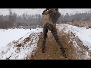 Sexy LATEX GIRL gets DIRTY in SNOW and MUD ! To be continued... ;)