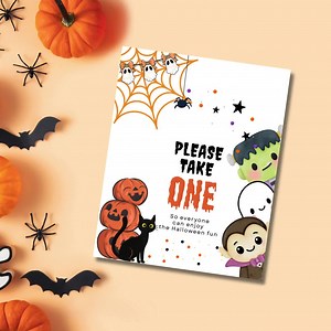 Please Take One Sign: Halloween Trick or Treat Sign, Halloween Party Decor, Candy Sign, Door Sign, Porch Sign Printable, Halloween Decor - Etsy