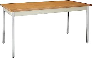 HON Utility Table with Putty and Chrome Leg Finish, 60" x 30", Harvest