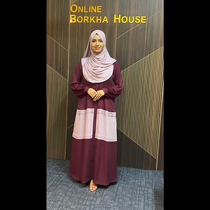 Deep merun with baby pink | Online borkha house | Facebook