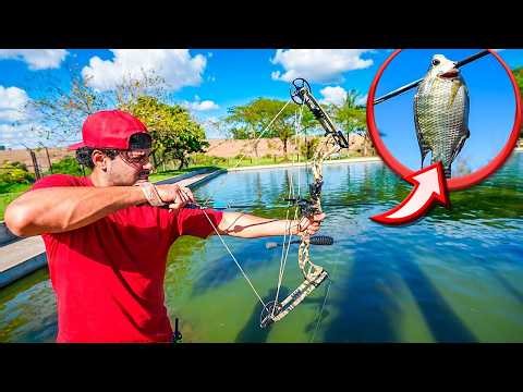PESQUEI COM MEU ARCO E FLECHA NA REPRESA DA FAZENDA