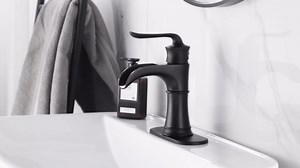 Matte Black Bathroom Waterfall Faucet with Pop Up Drain Single Handle Vanity Sink Basin Mixer Tap, 8012SMB