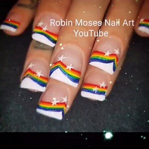 In my #cartoonnails playlist mix and match rainbows and stars for this awesome #raimbow mani for pennies and endless fun ideas! . . #robinmoses #robinmosesnailart #nailtechs #nailartists #nails #nailart #robinmosesbrushes #linerbrush #striperbrush #stripingbrush #nailswag #nailarthistory #detailbrush #nailarthistory #nailartlibrary #nailartwizard #robinmosescollaborations #nailart2021 #nails2021 #nailartbrushset #outsiderart #supportsmallbusiness | Robin Moses Nail Art