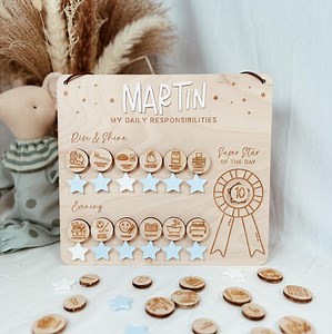 Chore Chart for Kids, Wooden Daily Responsibilities Chart, Visual Schedule Board, Personalized Daily Routines, Interactive to Do List - Etsy