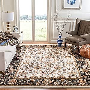 SAFAVIEH Summit Collection 8' x 10' Ivory / Dark Grey SMT297P Traditional Oriental Non-Shedding Living Room Bedroom Dining Home Office Area Rug