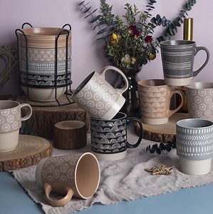 [Hot Item] Bulk Stoneware Coffee Mugs with Silk Screen Printing