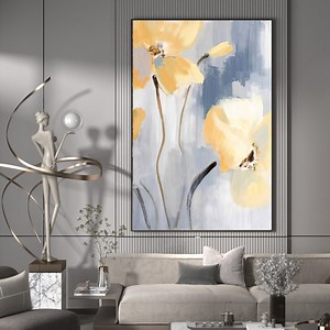 [Hot Item] Custom High End Golden Foil Design Floral Frame Handmade Oil Painting Wall Art