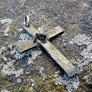 Steel Cross Pendant, Hand Forged from Mild Steel