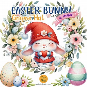 Easter Bunny Gnome PNG, Easter Eggs PNG, Bunny Gnome Clipart, Bunny Clipart, Bunny Gnome Watercolor for Art. - Etsy