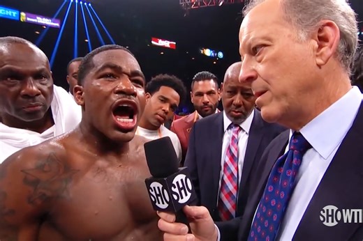 LOUD Adrien Broner caused chaos with hilarious post-fight interview after Manny Pacquiao fight, which Floyd Mayweather watched from ringside