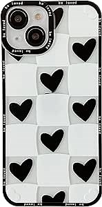 Amazon.com: Caseative Checkered Checkerboard Lattice Plaid Love Heart Soft iPhone Case (Black,iPhone Xr) : Cell Phones & Accessories