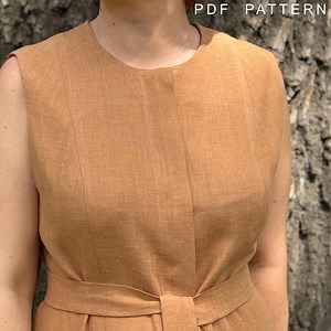 Summer Midi Sheath Dress Sewing Pattern | Sleeveless Dress With Pockets, Belt & Buttons | EU 36–48 - Etsy UK