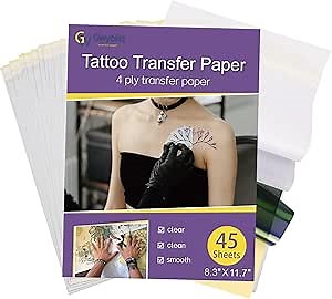 Tattoo Transfer Tattoo Stencil Paper 45 Sheets for Tattooing to Skin,A4 Size
