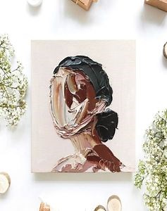 [Hot Item] Portrait abstrait de femme noire sans visage, peinture à l'huile, visage de fille afro-américaine, couteau à palette, texturé