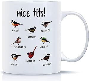 Novelty Coffee Mug for Women Men, Nice Tits Bird Mug Gifts, Father's Day Gifts, Fowl Language Bird Mug, Funny Birthday Gifts for Bird Lovers