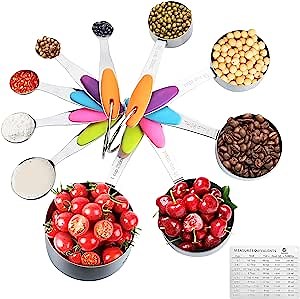 Measuring Cups and Spoons Set 18/8 Stainless Steel Nesting Metal Measuring Cups for Dry or Liquid Stackable Kitchen Measuring Tools for Cooking or Baking Set Of 11 Pieces