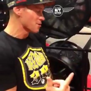 Brian Deegan 38 stops by the Mickey Thompson Performance Tires & Wheels The SEMA Show booth to show the new Deegan 38 wheels. #Deegan38 | Mickey Thompson Tires & Wheels