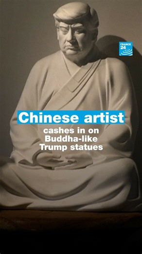 3.9K views · 56 reactions |   覆 Donald #Trump is not typically known for his calm or reserve, but in a craftsman's workshop in rural #China, the #US president-elect sits in divine #contemplation. The porcelain statue is the work of designer and sculptor Hong #Jinshi, who says with Trump's #reelection the pieces, which first went viral in 2021, are "hot again"  | FRANCE 24 English | Facebook